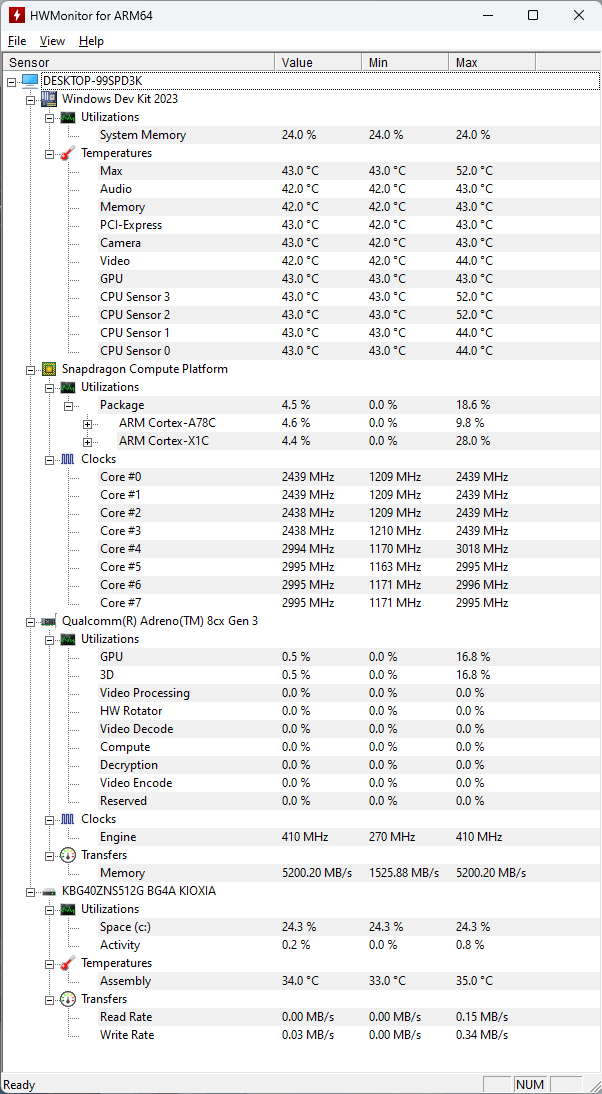 HWMonitor for Windows® on ARM